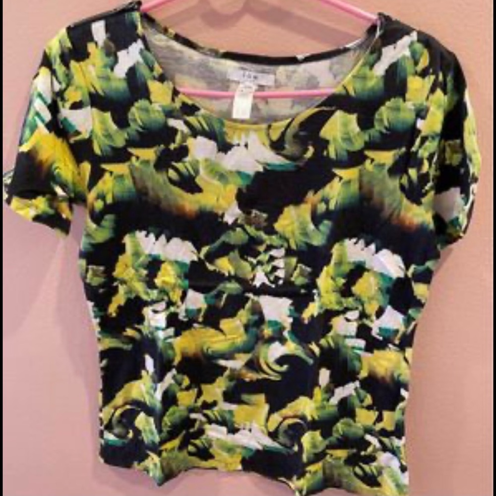 ICB Printed Short Sleeve Top with Zippers